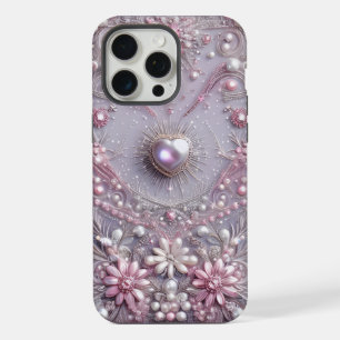 Modern elegant cute purple pearls Valentine’s Day iPhone 15 Pro Max Case