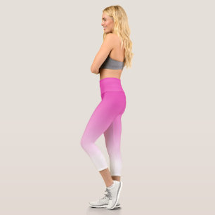 Modern Elegant Cute Template Womens Pink White Capri Leggings