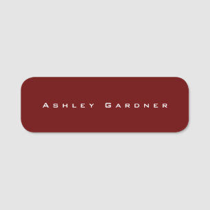 Modern Elegant Cute Unique Stylish Dark Red Colour Name Tag