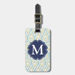 Modern Elegant Damask Blue Paisley Personalised Luggage Tag