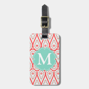Modern Elegant Damask Coral Paisley Personalised Luggage Tag