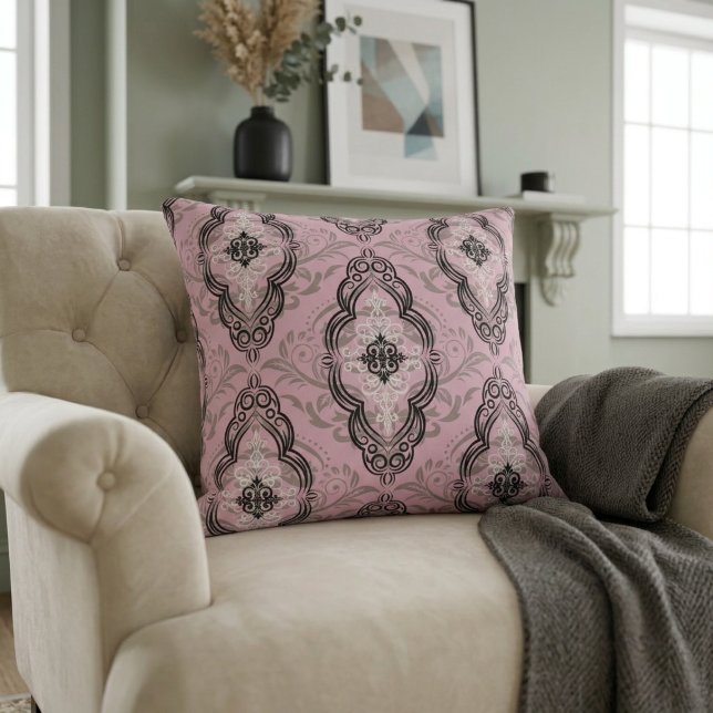 Modern Elegant Damask Pattern Light Pink Cushion (Creator Uploaded)