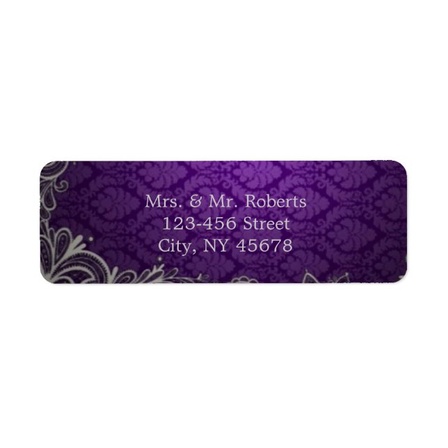 modern elegant damask purple wedding (Front)
