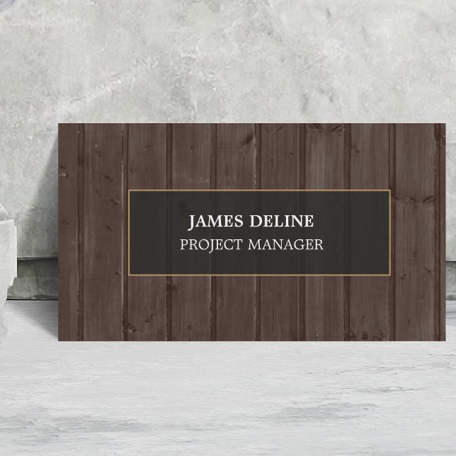 Modern Elegant Dark Brown Timber Construction Business Card (Creator Uploaded)