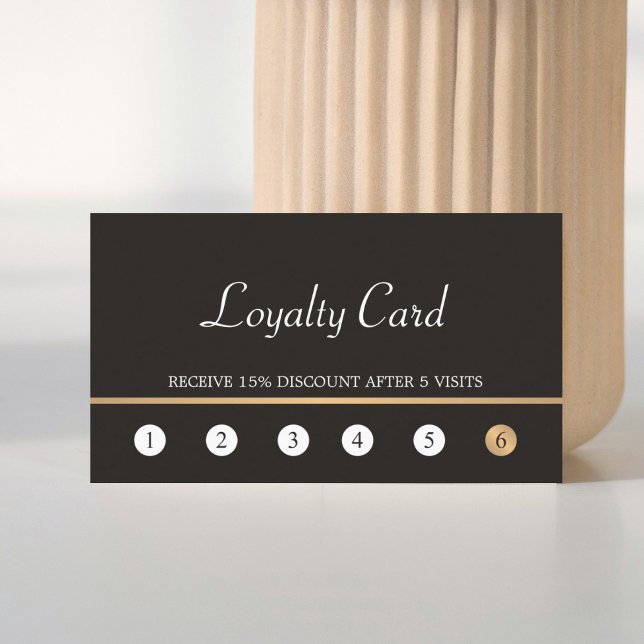 Modern Elegant Dark Faux Gold Line Loyalty Card (Creator Uploaded)