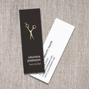 Modern Elegant Dark Faux Gold Scissors Mini Business Card