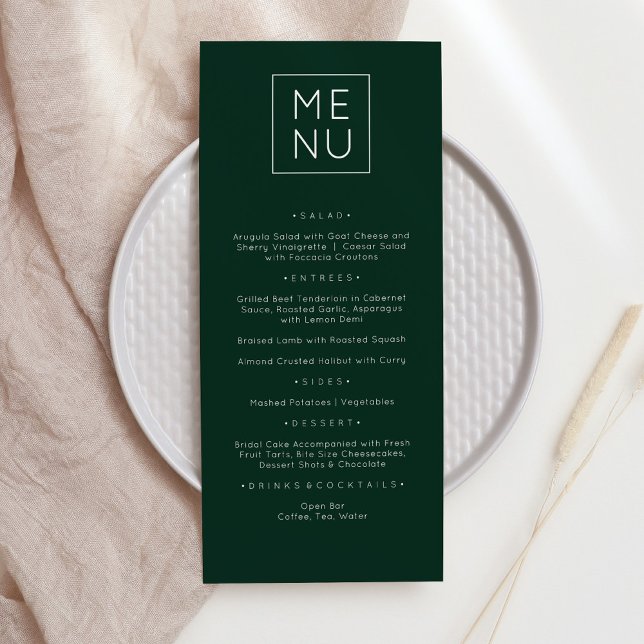 Modern Elegant Dark Green Menu Card (Creator Uploaded)