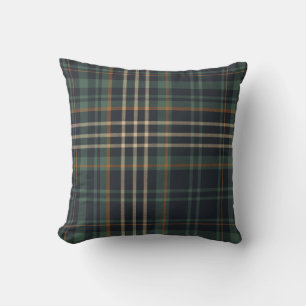 Modern Elegant Dark Green Plaid  Cushion