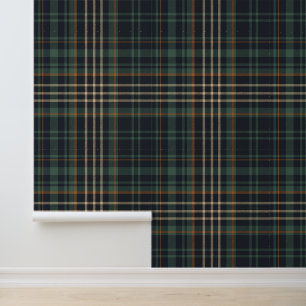 Modern Elegant Dark Green Plaid Wallpaper