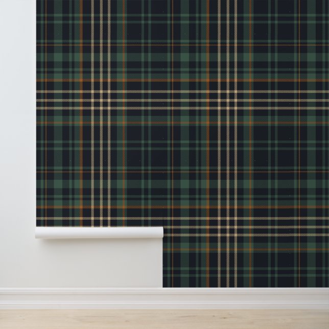 Modern Elegant Dark Green Plaid  Wallpaper (Application)