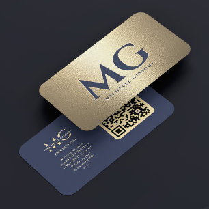 Modern Elegant Dark Navy Blue Gold Professional Business Card