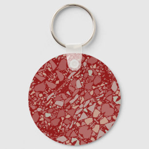 Modern Elegant Dark Red Terrazzo Effect Tile Key Ring