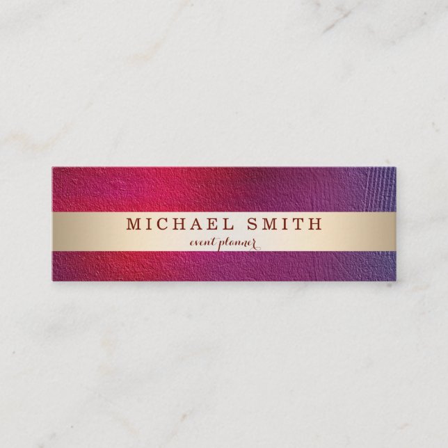 Modern Elegant Decorative Faux Gold Striped Mini Business Card (Front)