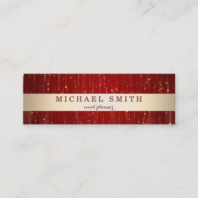 Modern Elegant Decorative Faux Gold Striped Mini Business Card (Front)