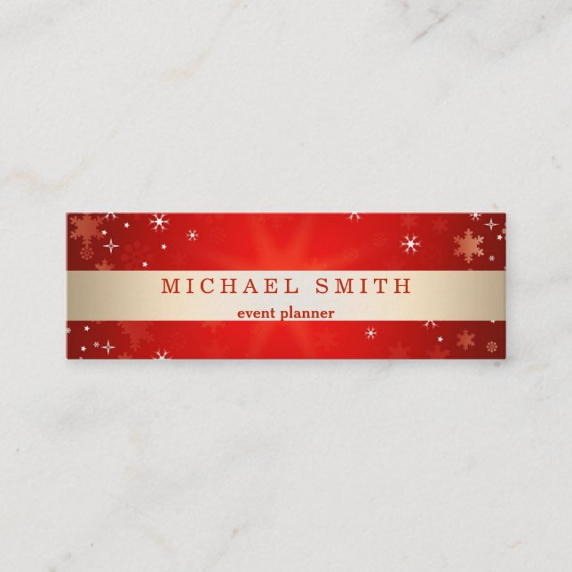 Modern Elegant Decorative Faux Gold Striped Mini Business Card (Front)