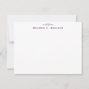 Modern Elegant Deep Purple Personalised Stationery Card
