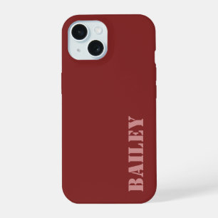 Modern Elegant Deep Red Custom iPhone 15 Case