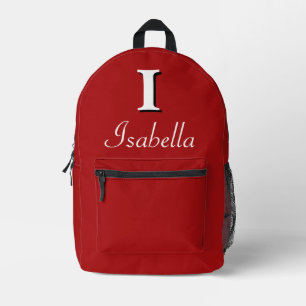 Modern Elegant Deep Red Monogram Printed Backpack