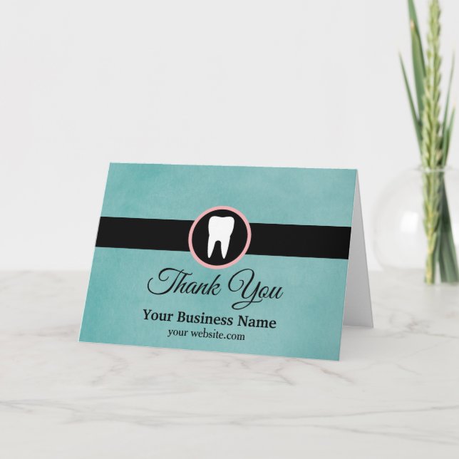 Modern Elegant Dentist Rose Gold Dental Office Thank You Card (Front)