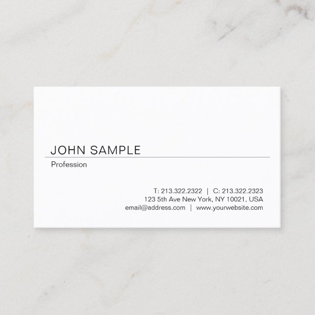 Modern Elegant Design Professional Simple Plain Business Card (Front)