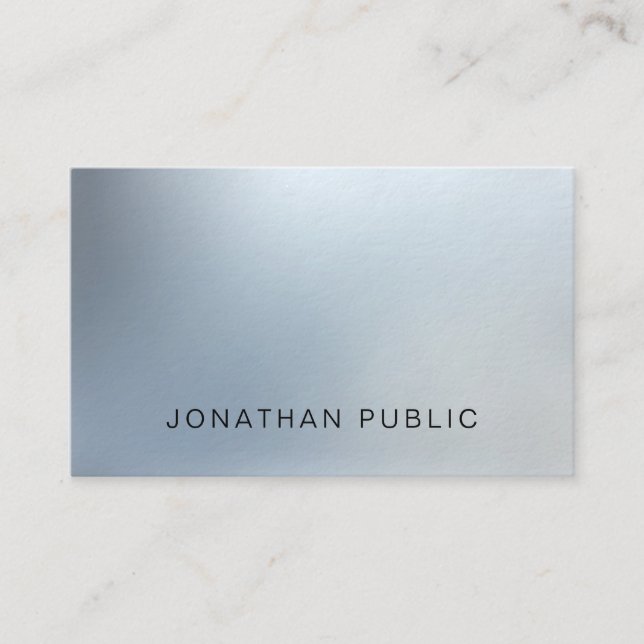 Modern Elegant Design Silver Look Plain Luxury Business Card (Front)