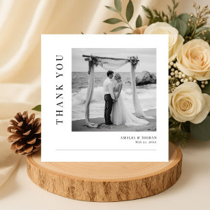 Modern Elegant Destination Beach Wedding Photo Thank You Card
