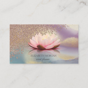 Modern Elegant Diamonds Lotus Glitter Holographic Business Card