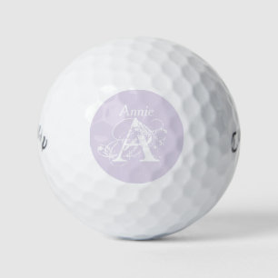 Modern Elegant DIY Lavender White Golfer Monogram Golf Balls