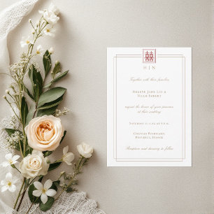 Modern Elegant Double Happiness Chinese Wedding Invitation