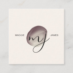 Modern Elegant Double Monogram Square Business Card