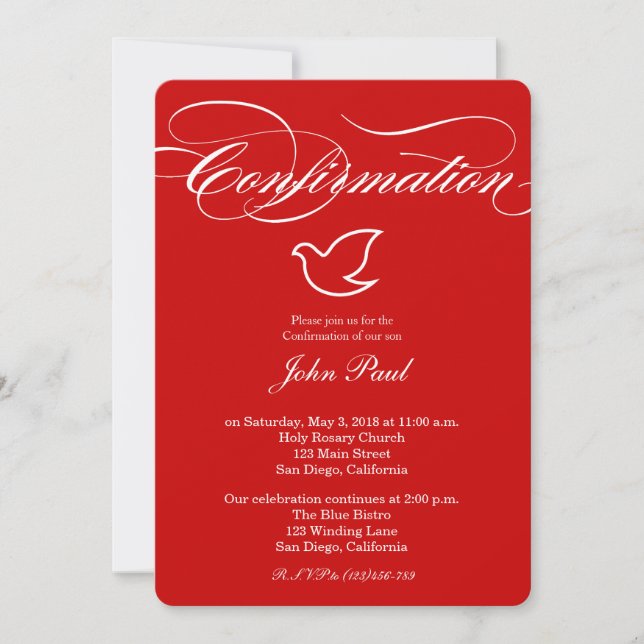 Modern Elegant Dove Confirmation Invitation (Front)