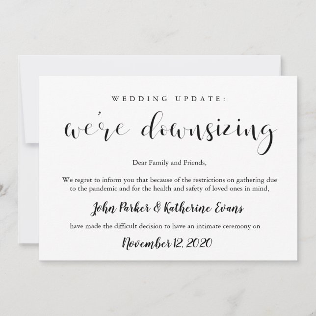 Modern Elegant Downsize Wedding Announcement (Front)