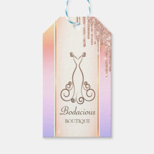 Modern Elegant,Dress,Rose Gold Glitter Drips Ombre Gift Tags