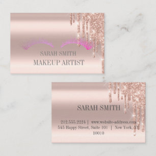 Modern Elegant drops golden rose Business Card