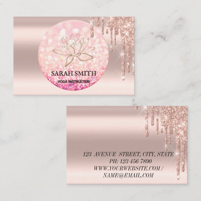 Modern Elegant drops golden rose, lotus  Business  Business Card (Front/Back)