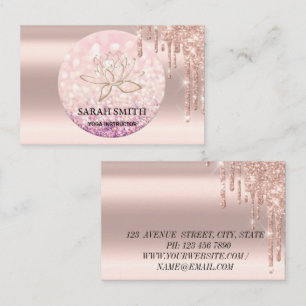 Modern Elegant drops golden rose, lotus Business Card