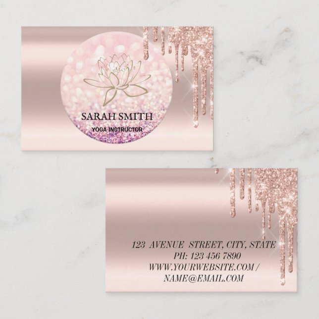 Modern Elegant drops golden rose, lotus  Business Card (Front/Back)
