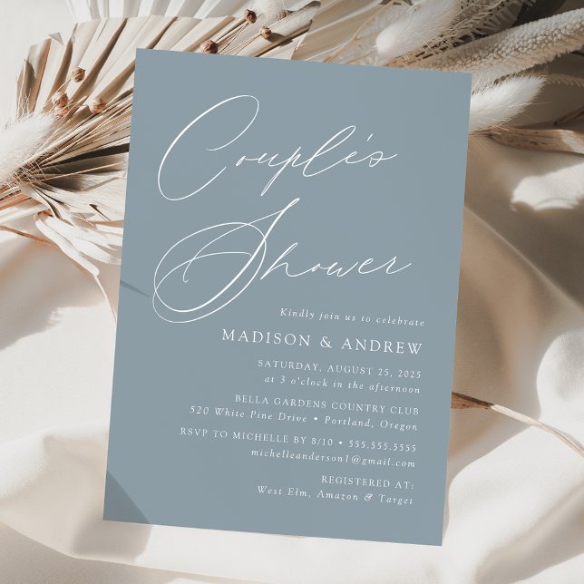 Modern Elegant Dusty Blue Couple's Shower Invitation (Creator Uploaded)