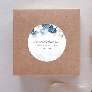 Modern Elegant Dusty Blue Floral Wedding Classic Round Sticker