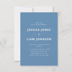 Modern Elegant Dusty Blue Minimalist Wedding Invitation
