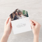 Modern Elegant Dusty Blue Photo RSVP Wedding