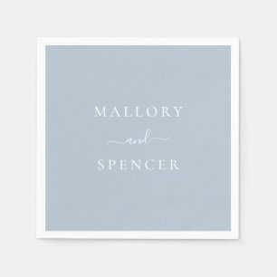 Modern Elegant Dusty Blue Simple Wedding Napkin