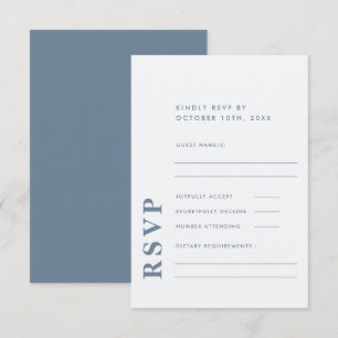 Modern Elegant Dusty Blue Simple Wedding  RSVP Card