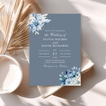 Modern Elegant Dusty Blue Wildflowers Wedding