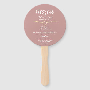 Modern Elegant Dusty Pink Wedding Program Hand Fan