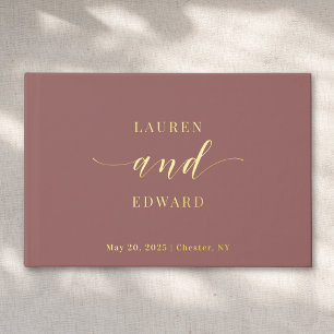 Modern Elegant Dusty Rose and Gold Wedding Guest Book