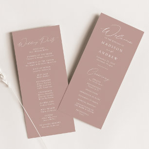 Modern Elegant Dusty Rose Wedding Program