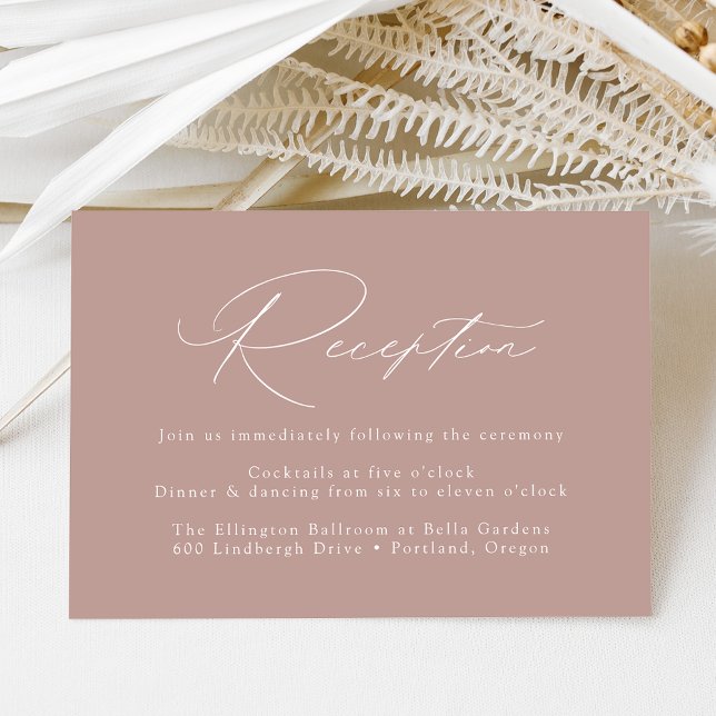 Modern Elegant Dusty Rose Wedding Reception Enclosure Card (Creator Uploaded)