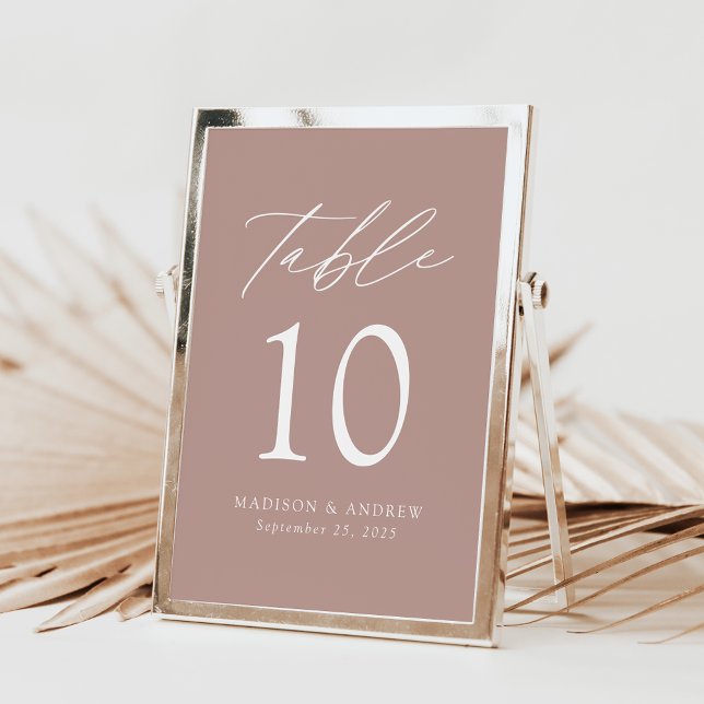 Modern Elegant Dusty Rose Wedding Table Number (Creator Uploaded)