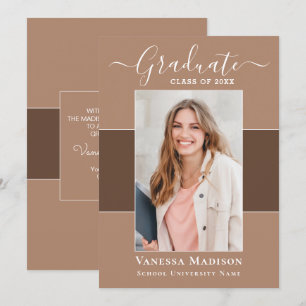 Modern Elegant Earth Tone 1 Photo Graduation Announcement